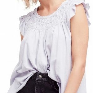 We the free top cloud coconut ruched ruffle blouse